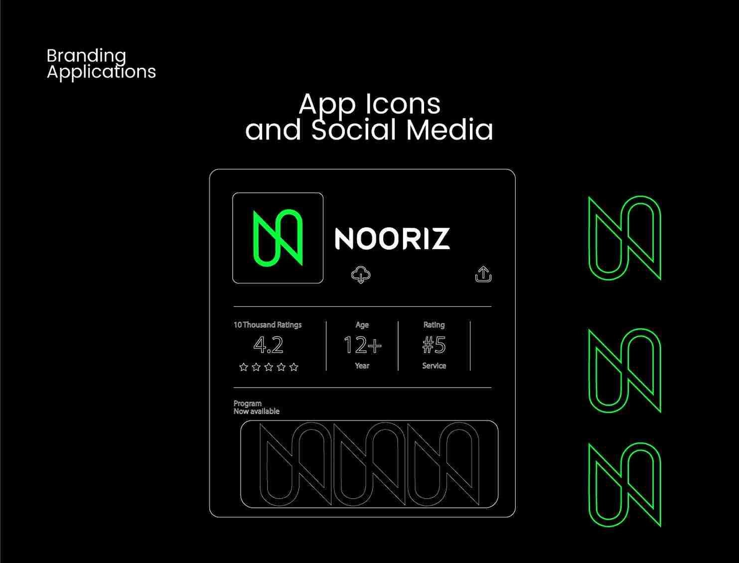 Nooriz App Icons & Social Media Designs